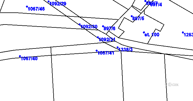 Parcela st. 1067/41 v KÚ Krty, Katastrální mapa