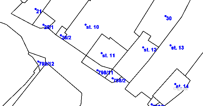 Parcela st. 11 v KÚ Krty u Strakonic, Katastrální mapa