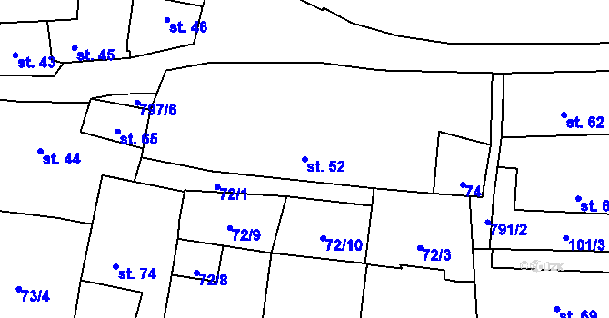 Parcela st. 52 v KÚ Krty u Strakonic, Katastrální mapa