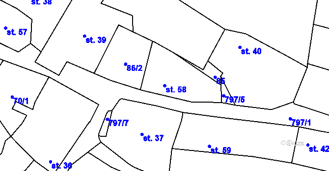 Parcela st. 58 v KÚ Krty u Strakonic, Katastrální mapa