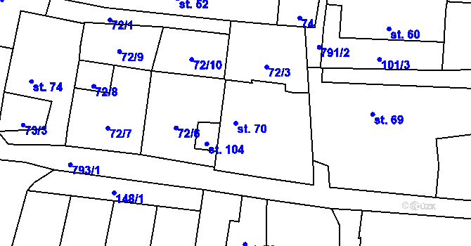 Parcela st. 70 v KÚ Krty u Strakonic, Katastrální mapa