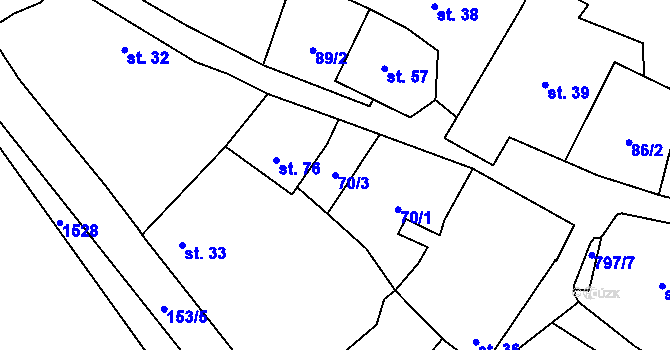 Parcela st. 70/3 v KÚ Krty u Strakonic, Katastrální mapa