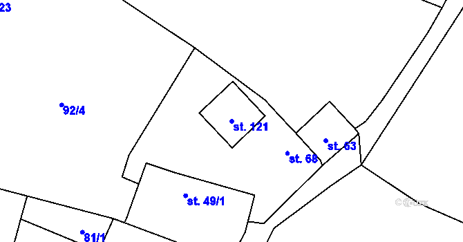 Parcela st. 121 v KÚ Krty u Strakonic, Katastrální mapa
