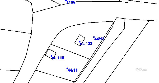 Parcela st. 122 v KÚ Krty u Strakonic, Katastrální mapa