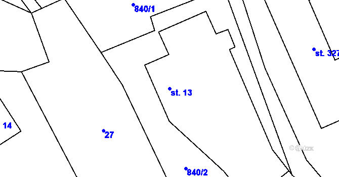 Parcela st. 13 v KÚ Kruh, Katastrální mapa