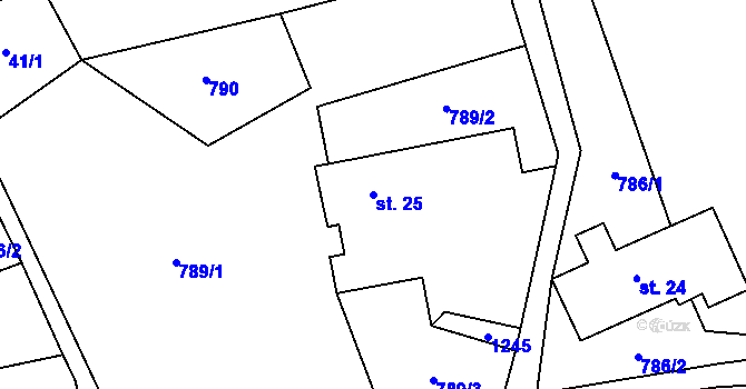 Parcela st. 25 v KÚ Kruh, Katastrální mapa