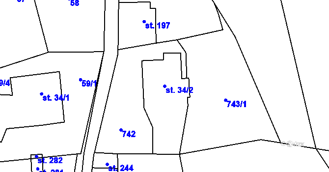 Parcela st. 34/2 v KÚ Kruh, Katastrální mapa