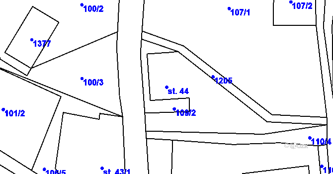 Parcela st. 44 v KÚ Kruh, Katastrální mapa