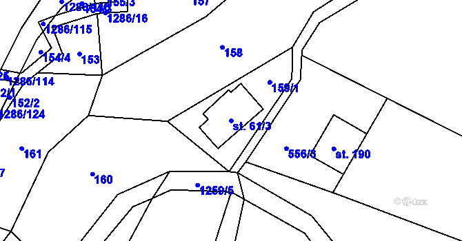 Parcela st. 61/3 v KÚ Kruh, Katastrální mapa