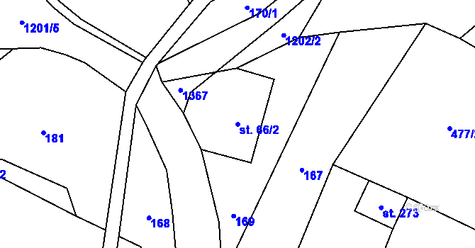 Parcela st. 66/2 v KÚ Kruh, Katastrální mapa