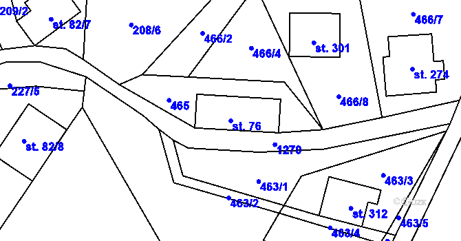 Parcela st. 76 v KÚ Kruh, Katastrální mapa