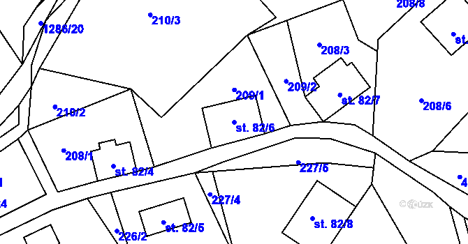 Parcela st. 82/6 v KÚ Kruh, Katastrální mapa
