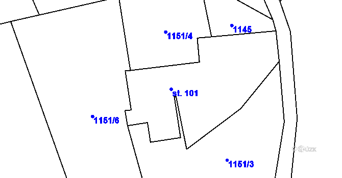 Parcela st. 101 v KÚ Kruh, Katastrální mapa