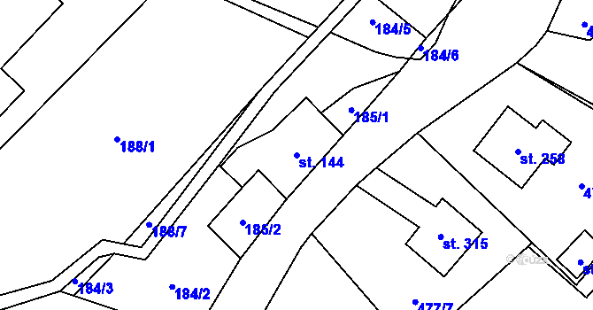 Parcela st. 144 v KÚ Kruh, Katastrální mapa