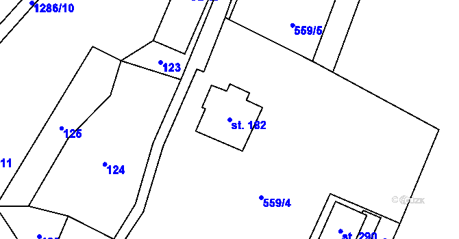 Parcela st. 182 v KÚ Kruh, Katastrální mapa