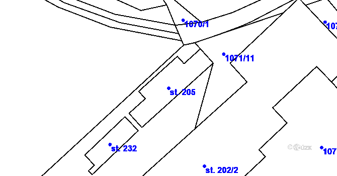 Parcela st. 205 v KÚ Kruh, Katastrální mapa