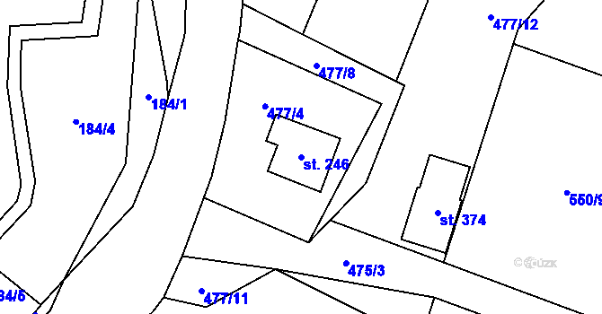 Parcela st. 246 v KÚ Kruh, Katastrální mapa