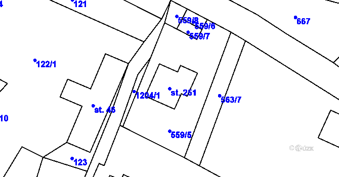 Parcela st. 251 v KÚ Kruh, Katastrální mapa