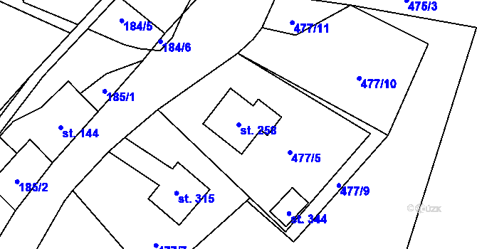 Parcela st. 258 v KÚ Kruh, Katastrální mapa