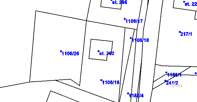 Parcela st. 262 v KÚ Kruh, Katastrální mapa