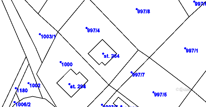 Parcela st. 264 v KÚ Kruh, Katastrální mapa