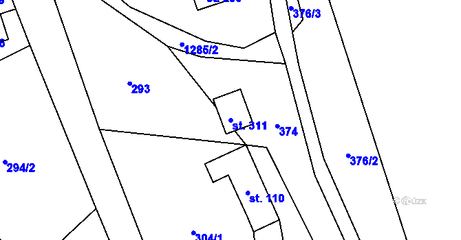 Parcela st. 311 v KÚ Kruh, Katastrální mapa