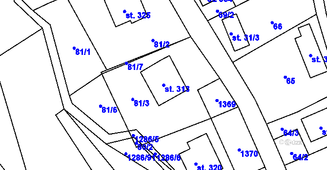 Parcela st. 313 v KÚ Kruh, Katastrální mapa