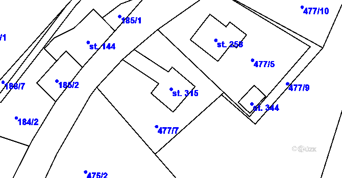 Parcela st. 315 v KÚ Kruh, Katastrální mapa