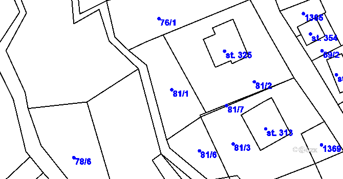 Parcela st. 81/1 v KÚ Kruh, Katastrální mapa
