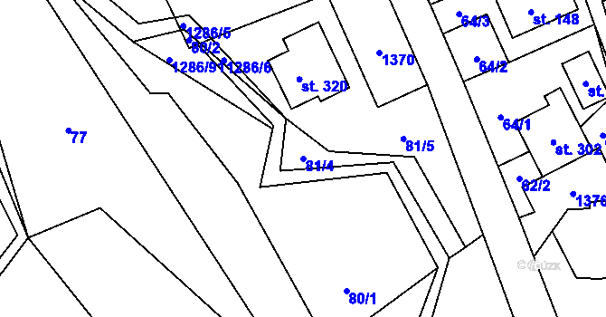 Parcela st. 81/4 v KÚ Kruh, Katastrální mapa