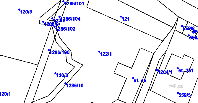 Parcela st. 122/1 v KÚ Kruh, Katastrální mapa
