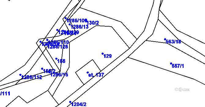 Parcela st. 129 v KÚ Kruh, Katastrální mapa