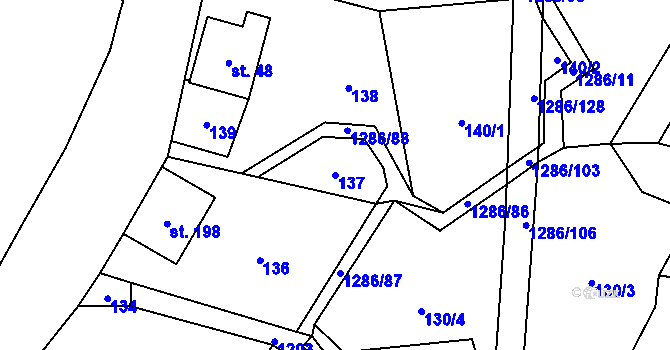 Parcela st. 137 v KÚ Kruh, Katastrální mapa