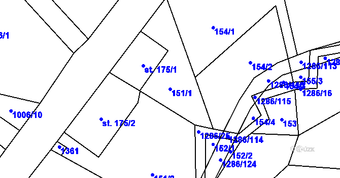Parcela st. 151/1 v KÚ Kruh, Katastrální mapa