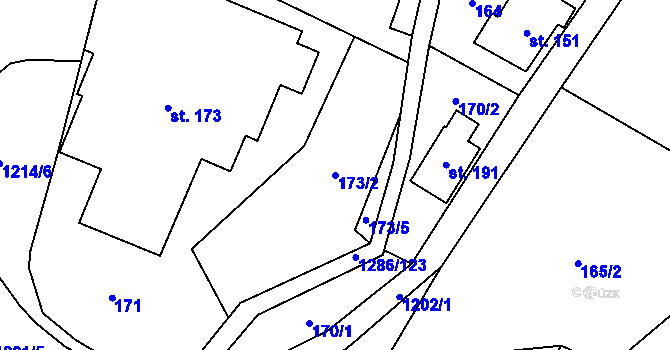 Parcela st. 173/2 v KÚ Kruh, Katastrální mapa