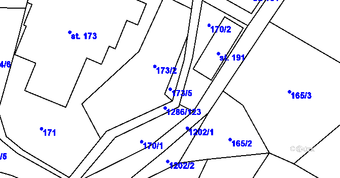 Parcela st. 173/5 v KÚ Kruh, Katastrální mapa