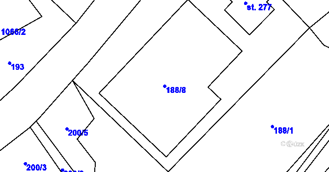 Parcela st. 188/8 v KÚ Kruh, Katastrální mapa