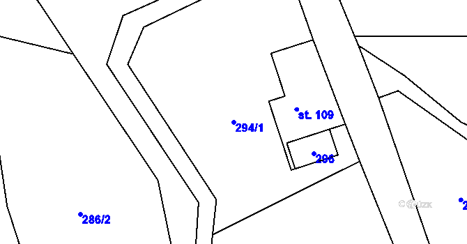 Parcela st. 294/1 v KÚ Kruh, Katastrální mapa