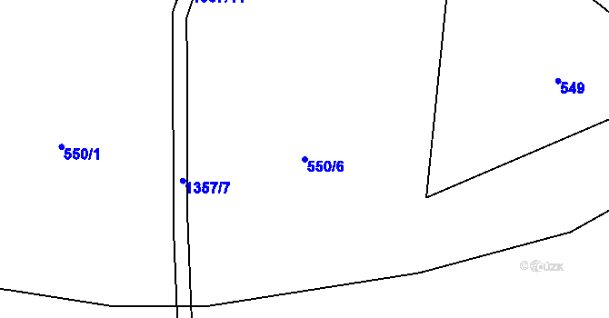 Parcela st. 550/6 v KÚ Kruh, Katastrální mapa