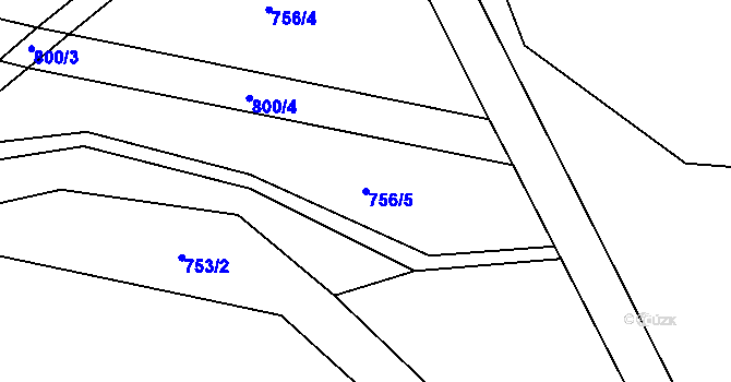 Parcela st. 756/5 v KÚ Kruh, Katastrální mapa