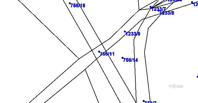 Parcela st. 756/11 v KÚ Kruh, Katastrální mapa