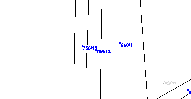 Parcela st. 756/13 v KÚ Kruh, Katastrální mapa