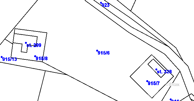 Parcela st. 915/6 v KÚ Kruh, Katastrální mapa