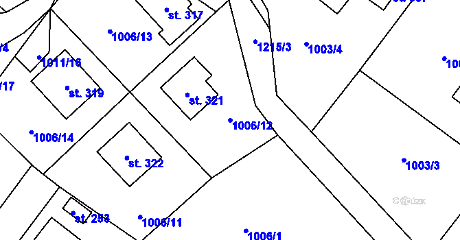 Parcela st. 1006/12 v KÚ Kruh, Katastrální mapa