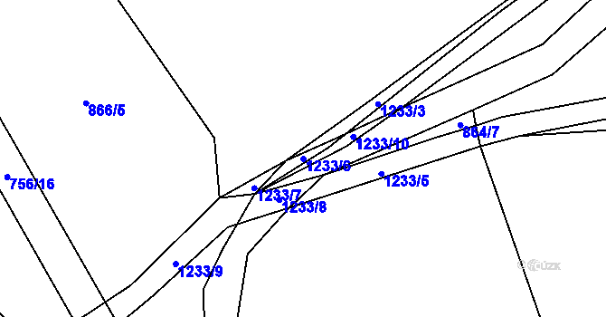 Parcela st. 1233/6 v KÚ Kruh, Katastrální mapa