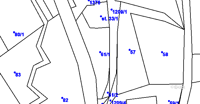 Parcela st. 61/1 v KÚ Kruh, Katastrální mapa