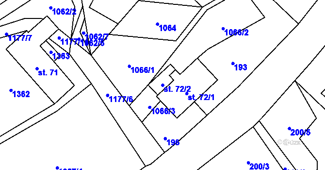 Parcela st. 72/2 v KÚ Kruh, Katastrální mapa