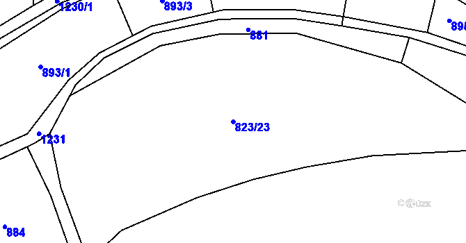 Parcela st. 823/23 v KÚ Kruh, Katastrální mapa