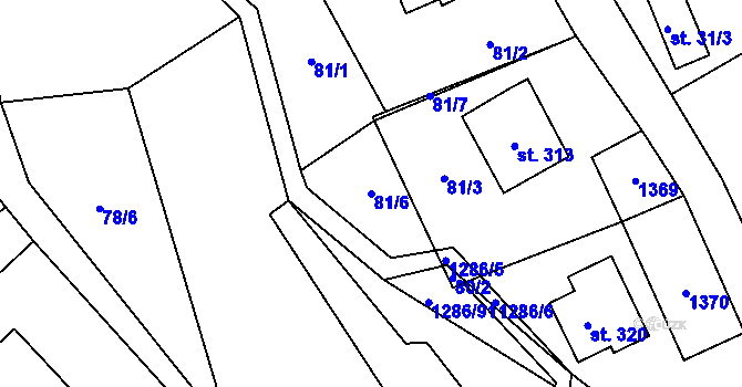 Parcela st. 81/6 v KÚ Kruh, Katastrální mapa
