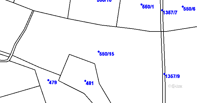 Parcela st. 550/15 v KÚ Kruh, Katastrální mapa